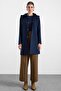 Snap Fastener and Stitching Detailed Detachable Hooded Coat Dark Blue 3191 - 4