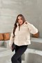 Women's Cream Shiny Stand Collar Inflatable Coat with Zipper Pockets