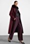 Premium Fabric Coat with Knit Stitching Detail and Detachable Fur Mürdüm 3196-Tk - 4