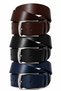 Men's Set of 3 4 cm Sports Black-Brown-Navy Blue Belts 100% Genuine Buffalo Leather