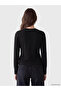 Two Mt Shop Quality Lcw Modest Black Plain Super Skinny & Extra Slim Long Sleeve Women's Bodysuit - 4