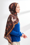 Floral Archive Fiora Design Shawl - Brown - Orange - 2