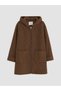 Brown Hooded Women's Curly Coat - 6