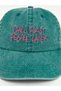 Green Slogan Embroidered Women's Cap Hat - 2