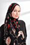 Floral Archive Fiora Pattern Shawl - Black - Red - 3