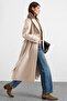 Removable Fur Metal Button Detailed Premium Fabric Coat Light Beige 3197 - 5