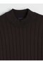 Brown Half Turtleneck Men's Knitwear Sweater - 6