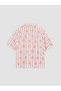 Pink Shirt Collar Patterned Women's Pajama Top - 2