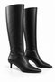 Women's Thin Heeled Pointed Toe Matte Leather Boots Black