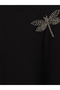 Black Beaded Embroidered Oversize Women's Sweatshirt Tunic - 3