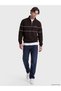 Brown Stand Collar Striped Men's Sweatshirt - 2