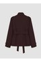 Burgundy High Collar Belted Oversize Women's Trench Coat - 5