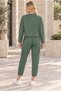 Women's Round Neck Long Sleeve Soft Textured Sweatshirt and Ankle Length Soft Textured Pants Set with Elastic Waist Lycra Stretchable Pockets Sporty Elegant Two-Piece Combination Green - 3