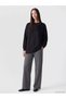 Black Floral Appliqué Soft Touch Women's Sweatshirt Tunic - 2