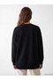 Black Soft Touch Women's Sweatshirt Tunic with Rose Appliqué - 4