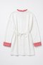 Collared Sleeve Striped Lace-Up Tunic 1722 - White - 4
