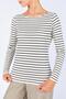 Women's White-Black-Striped Boat Neck Striped Blouse - 3