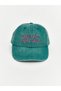 Green Slogan Embroidered Women's Cap Hat