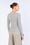 Women's White-Black-Striped Boat Neck Striped Blouse - 4