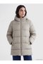 Khaki Hooded Women's Puffer Coat