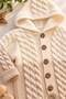 Hooded baby knit jumpsuit with color transition knit pattern and wooden buttons 3-6-9-12 months - 4