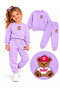 Girl's Lilac Teddy Bear Embroidered Tracksuit Set, Crew Neck Sweatshirt and Elasticated Leg Bottom Top Set - 3