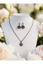 Zircon Stone Round Authentic Earring and Necklace Set - 2