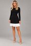 Women's Crew Neck Long Sleeve Pleated Detailed Short Mini Crepe Dress - 2