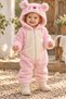 Baby girl romper teddy bear hooded plush zippered welsoft one-piece jumpsuit 0-3-6-9-12 months - 2