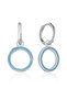 Silver Phosphorescent Blue Oval Earrings - 4