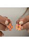 ​ Silver Highlighter Orange Clover Earrings - 6