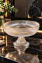 Footed Glass Fruit Bowl 24 cm Gold Gilded Striped Decorative Presentation Bowl - 2