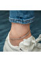 Silver Zircon Stone Rose Anklet - 6