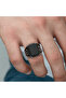 Silver Onyx Stone Patterned Men's Ring - 3