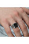 Silver Onyx Stone Crown Patterned Men's Ring - 3