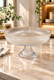 Footed Glass Fruit Bowl 24 cm Gold Gilded Striped Decorative Presentation Bowl - 4