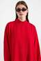 Batwing Sleeve Double Slit Casual Dress Red 9479-E - 4