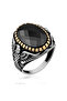 Silver Cut Stone Eagle Figured Men's Ring