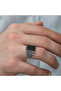 Silver Onyx Stone Crown Patterned Men's Ring - 2