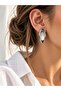Curved Oval Silver Earrings - 3