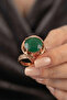 Women's Copper Ring Authentic Green Ruby Natural Stone Adjustable Copper Ring - 4