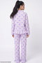 Lilac Bow Patterned Ruffle Soft Tuşe Winter Buttoned Knitted Pajamas Set 8077 - 4