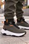 Boy's Khaki Winter Sports Shoes High-Top Thick-Soled Casual Model