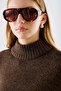 High-Collar Wool Knitted Sweater Dark Brown - 7