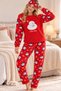 Christmas Patterned Thick Warm Fabric Women's Pajama Set and Eye Mask