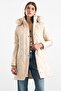 Removable Fur Hooded Zipper Closure Quilted Coat Stone 6923 - 3