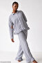 Black Plaid Patterned Ruffle Soft Tuşe Winter Buttoned Knitted Pajamas Set 8077 - 3
