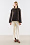 Plaid Patterned Woolen Short Coat Brown - 4