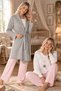 New Season Powder Rabbit Figured Long Sleeve Maternity Pajama Set with Breastfeeding Feature, 3-Piece Pajama Set - 2