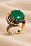 Women's Copper Ring Authentic Green Ruby Natural Stone Adjustable Copper Ring
